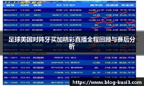 足球美国对阵牙买加精彩直播全程回顾与赛后分析